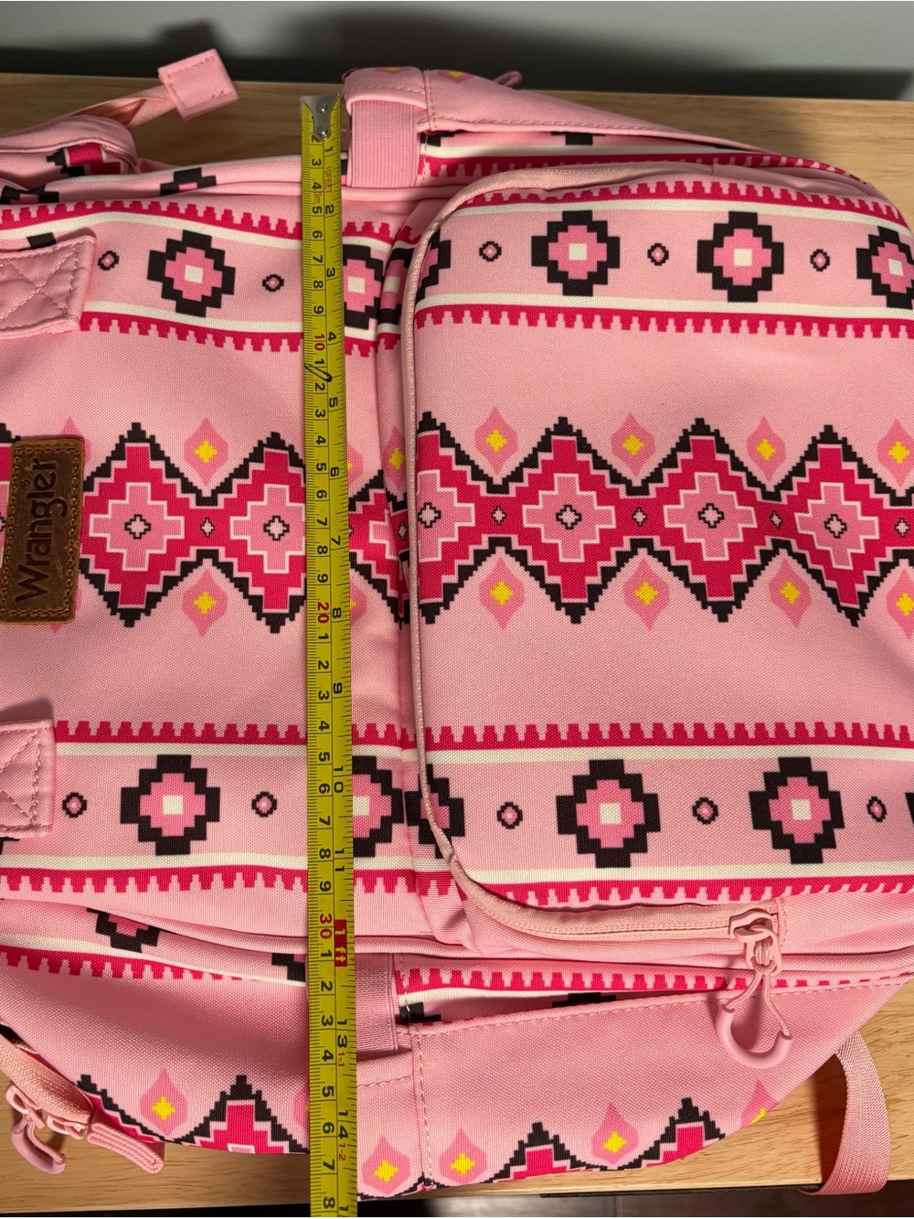 Wrangler Pink canvas Aztec-Print Women's Backpack/ Baby bag - Picture 9 of 11